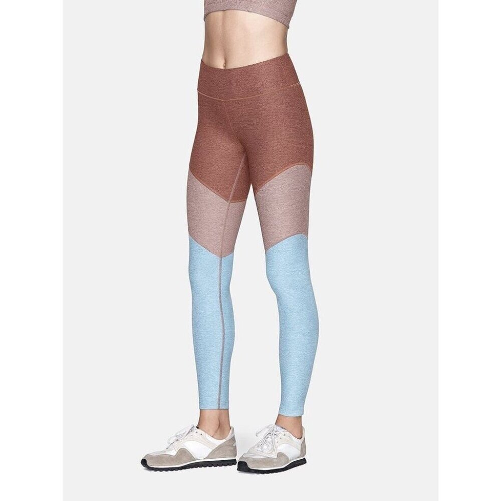 Outdoor Voices Brown and Tan Colorblock Leggings